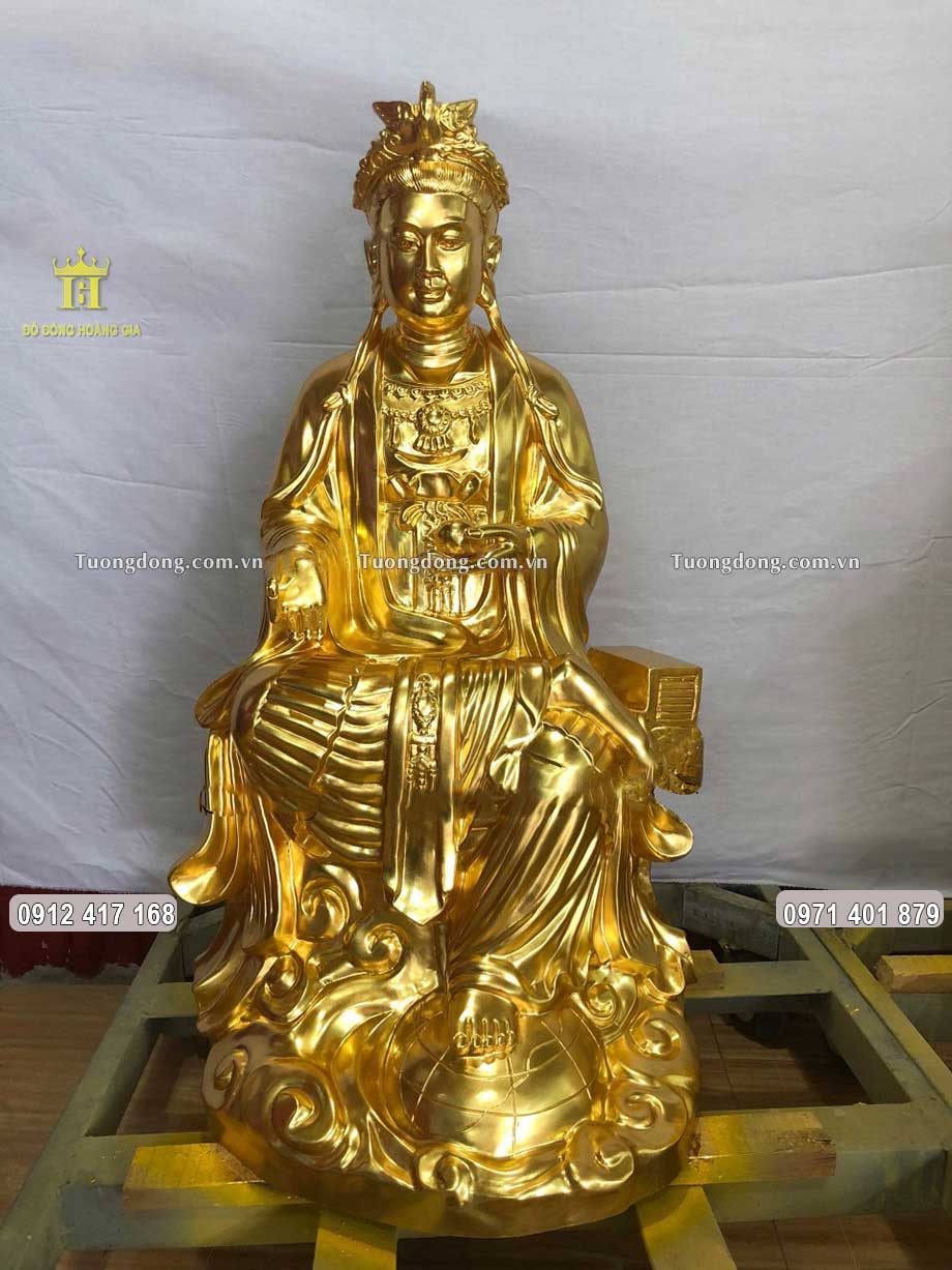 Tượng Phật Diêu Trì Địa Mẫu Bằng Đồng Dát Vàng 9999 Cao 1M07